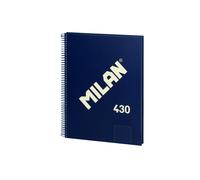 Quaderno Milano Spirale Formato A4 Righe 7mm - 80 Fogli da 95 gr/mq - Microforato, 4 Fori - Colore Blu Scuro