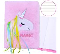 Quaderno peluche A5 con unicorno e copertina morbida e pelosa, righe