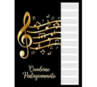 Quaderno Pentagrammato: 100 Pagine con 11 Pentagrammi per Pagina - Ideale per Musicisti, Studenti e Insegnanti - Indice Personalizzabile e Spazio per Note - Formato A4