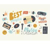 QUADERNO PENTAGRAMMATO "BEST PLAYLIST": Quaderno di musica ORIZZONTALE con n.7 pentagrammi standard per foglio, più riga di scrittura tra un ... A5 (cm.21x15) | di N.60 pagine (30 fogli)