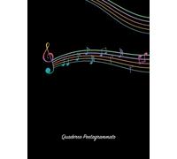 Quaderno Pentagrammato | Copertina Design Nero | 100 pagine con 12 pentagrammi musicali | Indice personalizzabile e Pagine Note | Formato Grande | ... di Pianoforte Chitarra Violino Basso