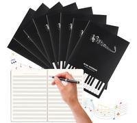 Quaderno Pentagrammato di Musica, Blank Sheet Music Notebook, 12 stave staff paper, 16 pages per Book, Music Manuscript Paper Notebook, Extra Wide Staff Paper For Musicians / Students (8, Nero)