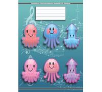 Quaderno Pentagrammato Grande Per Bambini Pesci Creature Mare Oceano: Formato A4 21cm x 29,7cm | 108 Pagine/90Gr/Mq | 6 Pentagrammi Maxi A Pagina Con ... Per i Più Piccoli | Quadernone Di Musica