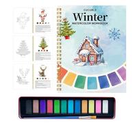 Quaderno per acquerello - Kit per pittura floreale di 12 colori, kit per acquerello con pennello, per principianti, bambini, ragazze, quotidiani, aula viaggi, esercizi artistici, feste
