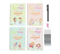 Quaderno per calligrafia per bambini | 4 pezzi Libro di scrittura con lettere con slot | Notebook calligrafia per bambini riciclabile - scuola asilo asilo e viaggio