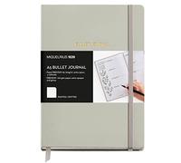 Quaderno per il Bullet Journal, copertina rigida in similpelle con chiusura a elastico, formato A5 148 x 210 mm, 96 fogli da 100 g/m², interno puntinato, colore grigio