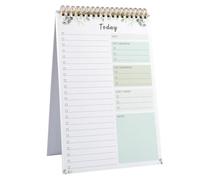 Quaderno per lista delle cose da fare, 52 fogli, agenda giornaliera con motivo a foglie verdi, 25,3 x 17 cm, blocco per lista delle cose da fare, blocco note a spirale non datato per lavoro, scuola