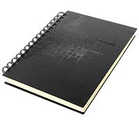 Quaderno per schizzi Kangaro A5 in bianco, Wire-o, copertina rigida, nero con stampa, 140 g di carta crema. Confezione da 5 pezzi.