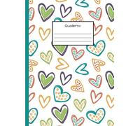 Quaderno: Quaderno A4 grande formato, a quadretti da 5x5 mm - Adatto per scuola, ufficio e tempo libero- Copertina morbida con illustrazione di cuori, amicizia, amore