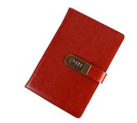 Quaderno retrò A5 con lucchetto, diario, cancelleria for studenti universitari, protetto da password Per Organizzare e Prendere Aappunti(Red)