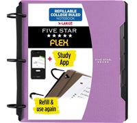 Quaderno ricaricabile Five Star Flex + Study App College, carta a righe da 1-1/2 pollici, anelli TechLock, tasche, linguette e divisori, capacit