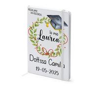 Quaderno Ricordo Per Occasioni Speciali Personalizzabile Con Nomi per Dediche - Data- Matrimonio-Laurea-Battesimo-Compleanno-21Cmx14,4Cm (Laurea)