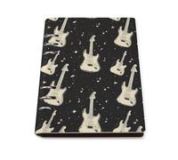 Quaderno scolastico a righe per scuola, con stampa di chitarra bianca, in pelle PU, formato A5, per donne e uomini, 90 pagine, con copertina rigida, ricaricabile, per scrivere e lavorare