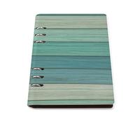 Quaderno scolastico a righe per scuola, stile retrò, con venature del legno ciano, 1 stampa, in pelle PU, formato A5, a righe, per donne e uomini, 90 pagine, copertina rigida, ricaricabile, per