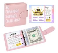 Quaderno Sfida Risparmio A8, Planner Budget 30 Giorni, Raccoglitore Risparmio Sfida, Raccoglitore Risparmio Cash Stuffing, Raccoglitore Budget con Tracker Challenge per Bambini e Studenti (Rosa)