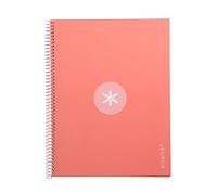Quaderno spirale leiderpapel a4 micro antartik coperchio foderato 80h 90 gr quadro 5mm 1 fascia 4 trapani rosa chiaro