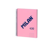 Quaderno Spirale Milan Formato A4 Reticolo 5x5mm - 80 Fogli da 95 gr/mq - Microperforato 4 Fori - Colore Rosa