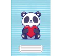 Quadernone a quadretti 1cm panda cuori: A4 per la prima elementare 10 mm di lato Formato grande 110 pagine