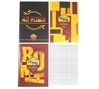 QUADERNONE QUADERNO Roma calcio 3 pezzi a quadretti 4 mm scuola primaria + omaggio portachiave fischietto