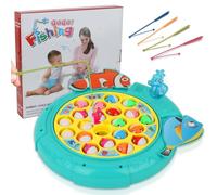 QuadPro Gioco di pesca magnetico per bambini e bambini, gioco di pesca divertente ed educativo con 21 pesci, 4 bastoncini, tavola girevole e musica on/off