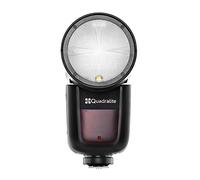 Quadralite Stroboss V1 Flash Cobra per Sony | Flash Speedlite TTL con testa tonda * 480 luci * Lampada pilota LED * scatto senza fili * TTL M Multi * 1.5 s riciclaggio