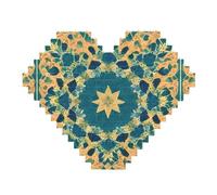 Quadrangle Pattern Print Building Brick Block Puzzle - Puzzle immagine a forma di cuore, puzzle in legno immagine