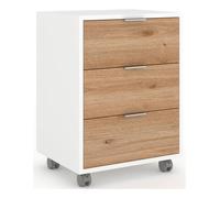 QUADRANTE 733 Cassettiera ufficio 3 Cassetti Bianco neve e Rovere cadiz (50cm)