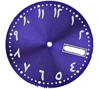 Quadrante orologio NH35 da 28,5 mm, numeri arabi, doppio calendario, verde luminoso, compatibile con movimento NH35/NH36.