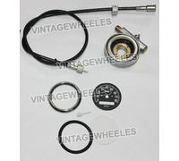 Quadrante Tachimetro Smiths 0-80 Km/h 2.5" Nero E Cavo Da 40" + Drive Speedo