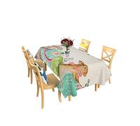 Quadrata Tovaglia Happy Easter Bunny Rabbits Spring Flower Eggs Tovaglia Impermeabile Morbido Copritavolo Pranzo, Per Banchetti, Cucina, Picnic, 137x183cm