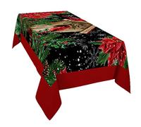 Quadrata Tovaglia Merry Christmas Cardinal Xmas Poinsettia Snowflake Red Stoffa Rettangolare da Tavolino caffè Stampato Copritavolo, per Fidanzamento, Giardino, Picnic, 137x183cm