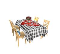 Quadrata Tovaglia Valentine'S Day Red Love Heart Bow Retro Black White Plaid Tovaglia Cucina Morbido Copritavolo Pranzo, Per Banchetti, Cucina, Compleanno, 137x183cm