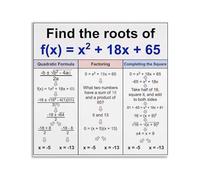 Quadratic Formula Poster Algebra Math Classroom Decor Quadratic Equation Roots Discriminant Factoring Completing The Square Guide Wall Art(Unframed,16X24inch(40X60cm))