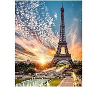 Quadrato Diamond Painting 40x50 cm Diamante Quadrate Mosaico Fai Da Te Adulti Puzzle Strass Brillantini Adesivi Ricamo Punto Croce Diamond Painting Paesaggi Torre Eiffel Parigi al Tramonto