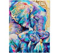 Quadrato Diamond Painting 40x50 cm Diamanti Quadrati Ricamo a Punto Croce Pittura con i Numeri Animali Elefante e Suo Figliofai Mosaico Fai Da Te Adulti Puzzle con Perline per Adulti Grande Tele