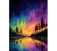 Quadrato Diamond Painting Kit Completo, Square Diamantini Aurora bosco Crystal Art, 5D DIY Bambini Adulti Pittura, da Ricamo Punto Croce Strass Artigianato Murale Decorazione Casa 40x50cm G-521