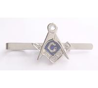 Quadrato e bussole con scivolo per cravatta in peltro smaltato massonico "G"