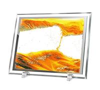 Quadrato Immagine Artistica Sabbia,Paesaggio Sabbia 3D, 3D Pittura Sabbie Fluente, Clessidra Design, Fluente Sabbia Cornice Giocattoli Artistici Tavolo Bambini Decorazioni Casa Ufficio,Giallo