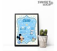 Quadretto Nascita Cornice Personalizzato BABY TOPOLINO canvas forex poster tela