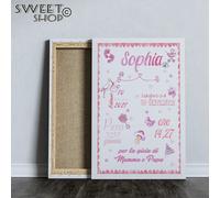 Quadretto Nascita Cornice Personalizzato BAMBINA ROSA canvas forex poster tela