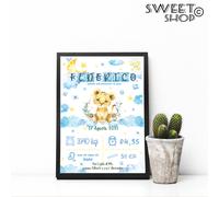 Quadretto Nascita Cornice Personalizzato LEONCINO LION canvas forex poster tela