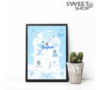 Quadretto Nascita Cornice Personalizzato MONGOLFIERA canvas forex poster tela