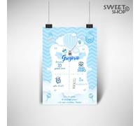 Quadretto Nascita Cornice Personalizzato MONGOLFIERA canvas forex poster tela