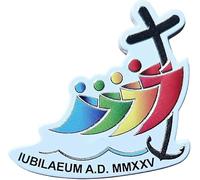 Quadretto o Calamita Giubileo 2025, Logo Ufficiale IUBILAEUM A.D. MMXXV, 7x7 cm, Magnete o da Appoggio