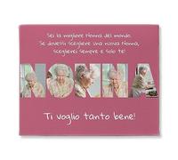 Quadretto Personalizzato con Fotografie per la Nonna | Tela con Scritta Nonna con Foto da Personalizzare | Idea regalo per Festa dei Nonni e altre occasioni | Stampa su tela in cotone Personalizzata