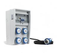 Quadretto portatile grigio con maniglia 4 prese industriali 16a ip67 protezione magnetotermica differenziale 2 metri cavo resistente