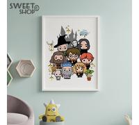 Quadretto POSTER TELA PANNELLO HARRY POTTER CARTOON ISPIRATO Hogwarts CANVAS