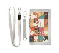 Quadri a scacchi carino cigni billfold regali freddi portafogli da uomo unici con cordino, plaid a scacchi carino cigni, 1 size, Moda