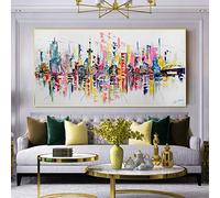 Quadri astratti di città colorate su tela pittura di paesaggi poster e stampe di arte della parete per soggiorno decorazione della casa 70x140 cm senza cornice