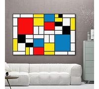 Quadri astratti Immagini di griglia di Piet Cornelies Mondrian Stampe su tela moderne Arte della parete per la decorazione del soggiorno 90x120 cm / 35x47 pollici con cornice nera
